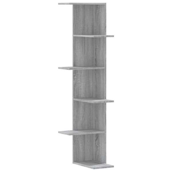 vidaXL Wall Corner Shelf Grey Sonoma Engineered wood Large