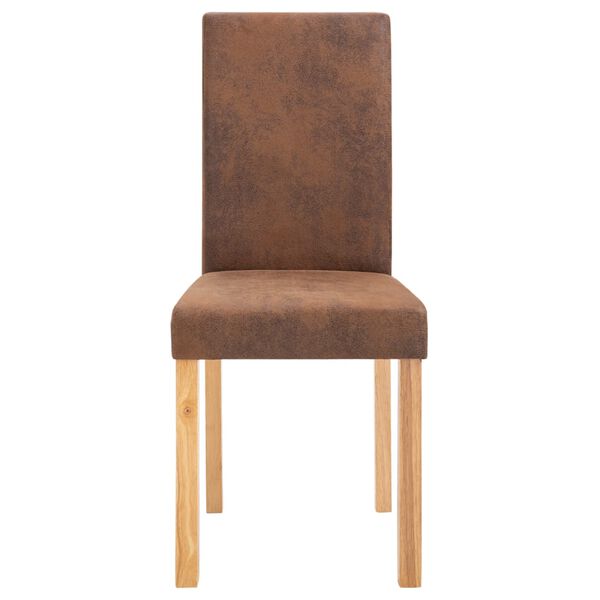 vidaXL Dining Chair Set of 4 Brown Faux Suede, Wood Standard Sturdy