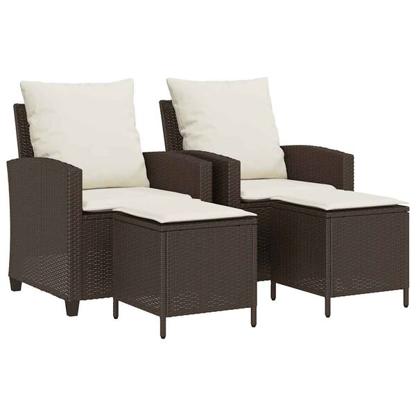 vidaXL Garden Sofa Set Brown PE rattan Medium Removable Covers