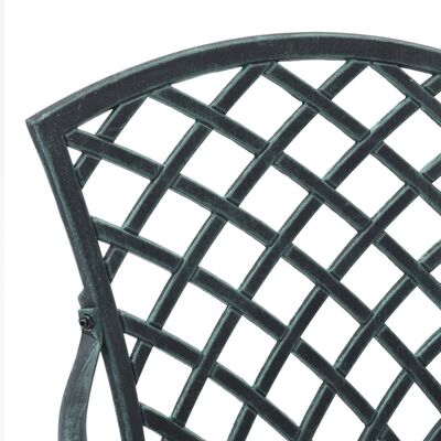 Close-up of the lattice back of the chair, showing intersecting slats.