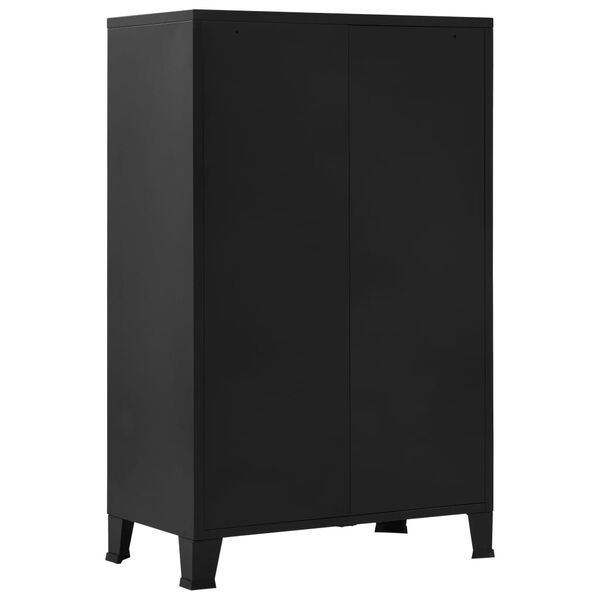 vidaXL Office Cabinet Black Steel, Plastic Medium Filing Cabinet