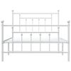 vidaXL Bed Frame White Powder-Coated Steel Twin Bed Frame Rectangular