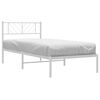 vidaXL Metal Bed Frame White Powder-Coated Steel Twin Bed Frame