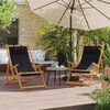 vidaXL Folding Beach Chair Set of 2 Black Solid eucalyptus wood Standard