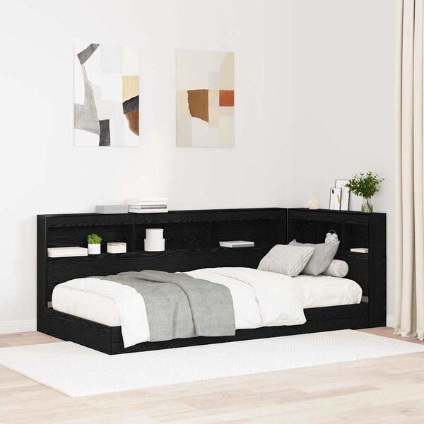 vidaXL Storage Headboard with Shelf Black Oak 29.53 in Engineered Wood