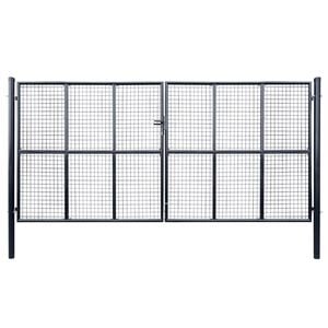vidaXL Mesh Garden Gate Galvanised Steel 157.5x78.7" Grey