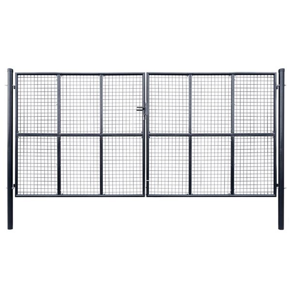 vidaXL Mesh Garden Gate Galvanised Steel 157.5x78.7" Grey