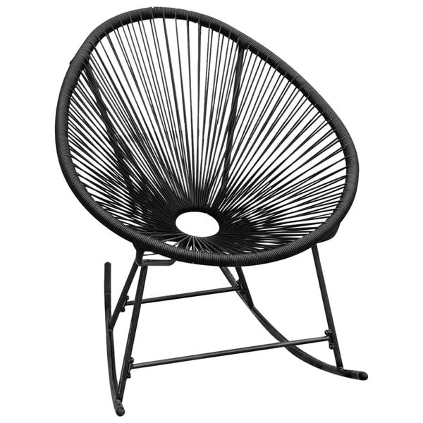 vidaXL Rocking Chair Black PE rattan, Powder-coated steel Medium Durable