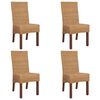 vidaXL Dining Chair Set of 4 Brown Solid mango wood and real rattan