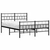 vidaXL Metal Bed Frame Black Steel Double Bed Frame Rectangular