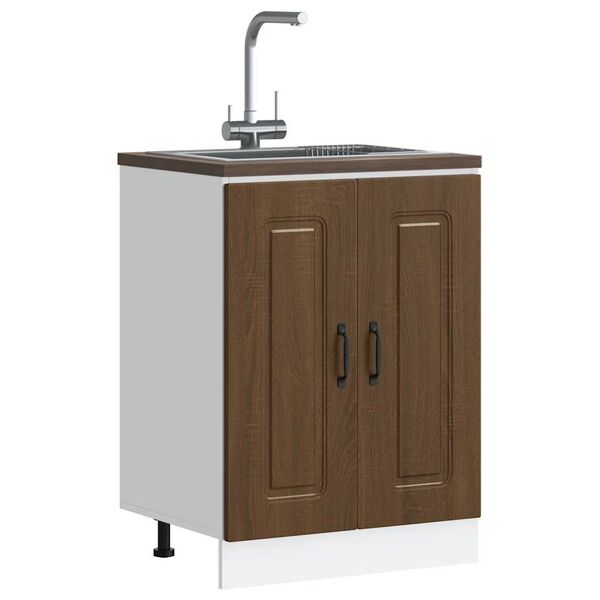 vidaXL Sink Base Cabinet Brown Oak Engineered Wood Medium