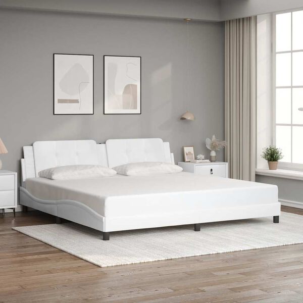vidaXL Bed Frame without Mattress "Zadar" White 76"x79.9" Faux Leather