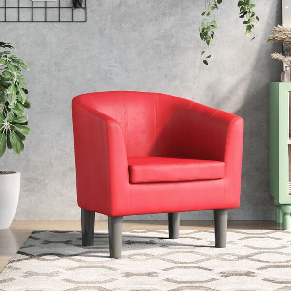vidaXL Tub Chair Red Faux leather, pinewood, plywood Single Durable