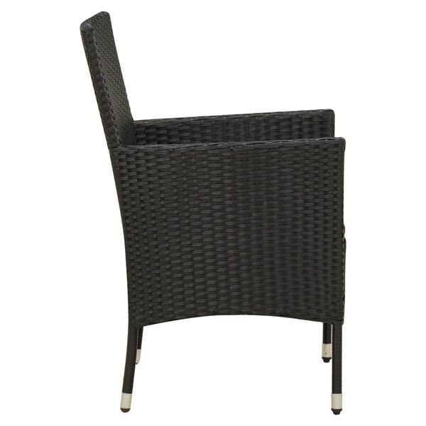 vidaXL Garden Chair Set of 4 Black Poly rattan Medium Durable