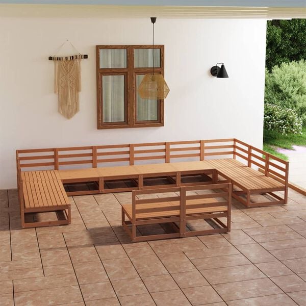 vidaXL Garden Lounge Set Honey brown Solid pinewood Large Modular