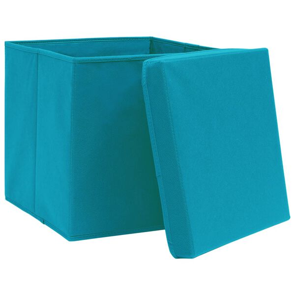 vidaXL Storage Box Set of 10 Baby blue Non-woven fabric Small Foldable