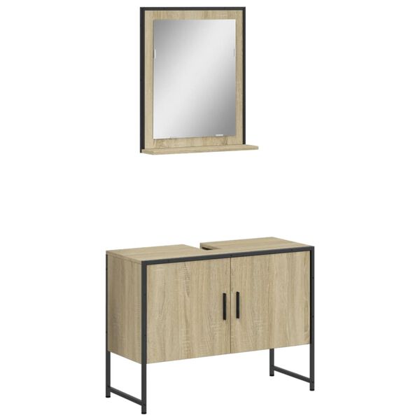 vidaXL Bathroom Cabinet Set Sonoma Oak Engineered Wood