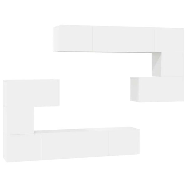 vidaXL 8 Piece TV Stand Set White Engineered Wood