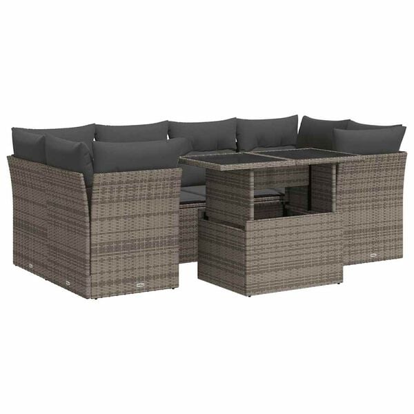 vidaXL Garden Sofa Set Grey PE rattan 6-Seater Modular Garden Sofa Set