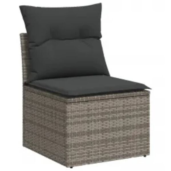 vidaXL Garden Sofa Set Grey PE rattan, powder-coated steel, tempered glass