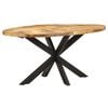 vidaXL Dining Table Rough Mango Wood Powder-Coated Steel