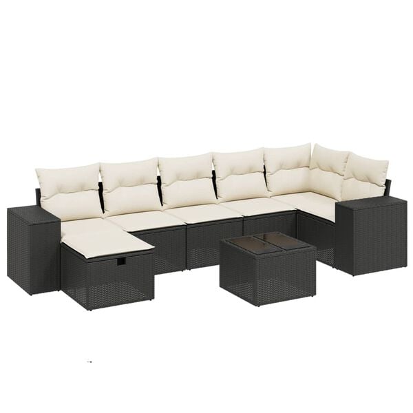 vidaXL Garden Sofa Set Black Poly Rattan 8 Piece Set Modular