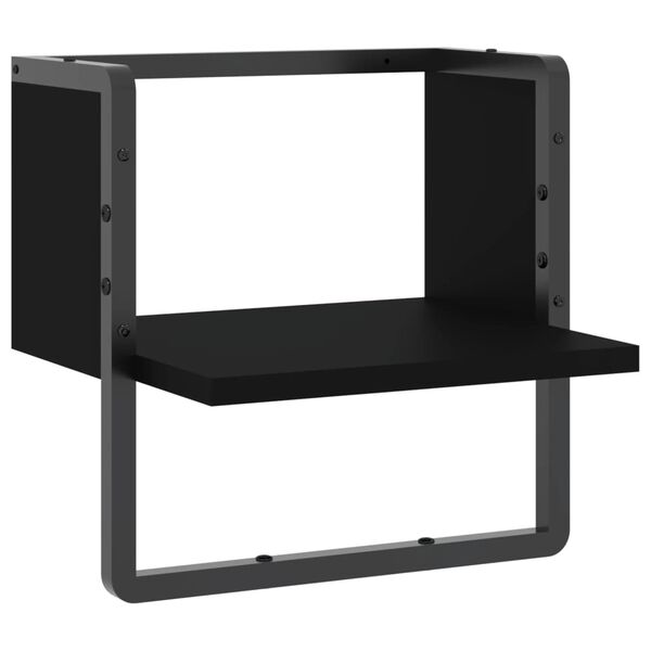 vidaXL Wall Shelf Black Engineered wood, metal Small Wall mounting