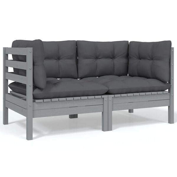 vidaXL Garden Lounge Set Grey Solid pinewood Medium Modular