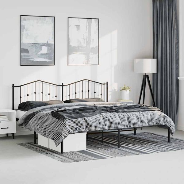 vidaXL Bed Frame Black Steel Full Bed Frame Rectangular Modern