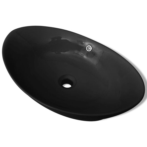 Black Luxury Ceramic Basin Oval with Overflow 23.2"x15.2"