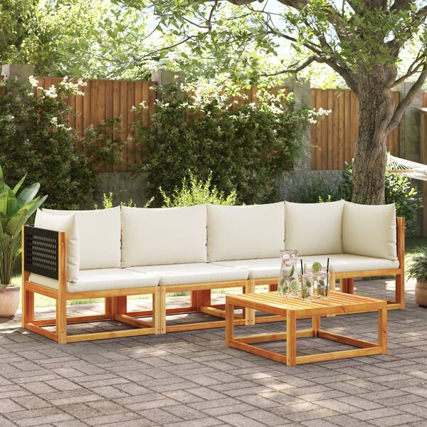 vidaXL Garden Sofa Set Black Solid Acacia wood Large Modular