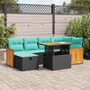 vidaXL 7 Piece Patio Sofa Set with Cushions Brown Poly Rattan Acacia