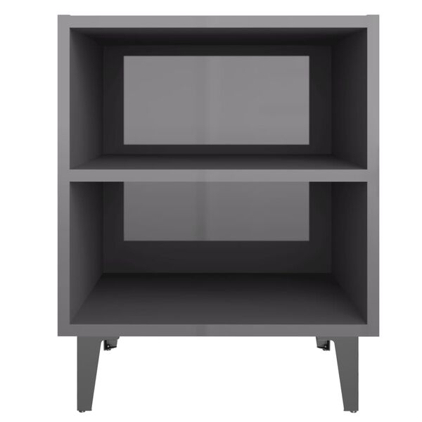 vidaXL Bed Cabinet High gloss grey Engineered wood, metal Bed Cabinet