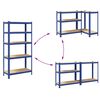 vidaXL 5-Layer Storage Shelves 2 pcs Blue Steel&Engineered Wood