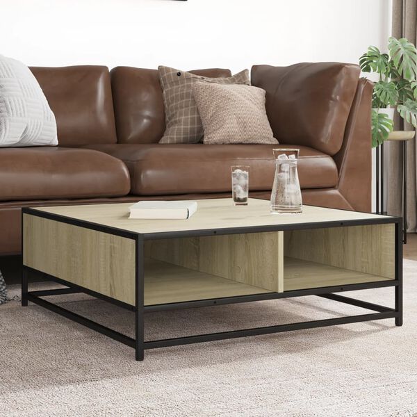 vidaXL Coffee Table Sonoma oak and black Engineered wood and metal