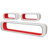 3 White-Red MDF Floating Wall Display Shelf Cubes Book/DVD Storage