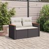 vidaXL Garden Sofa Black PE rattan, powder-coated steel, solid acacia wood