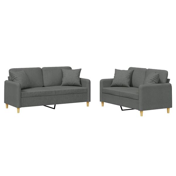vidaXL Sofa Set Dark gray Polyester, Metal, Textilene, Plywood 2-seater