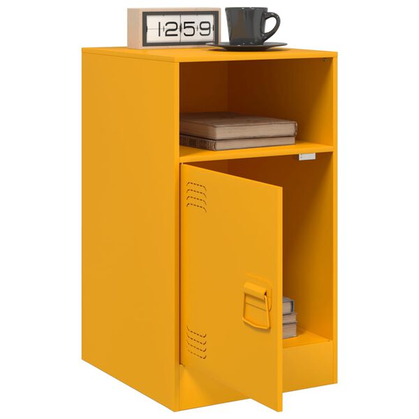 vidaXL Bedside Cabinet Set of 2 Mustard Yellow Cold-rolled steel Medium
