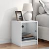 vidaXL Bedside Cabinet White Engineered wood, glass Small