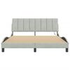 vidaXL Bed Frame with LED without Mattress "Hanko" Light Gray 59.8"x79.9" Velvet