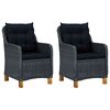 vidaXL Garden Chair Set of 2 Dark Grey Round PE Rattan Standard