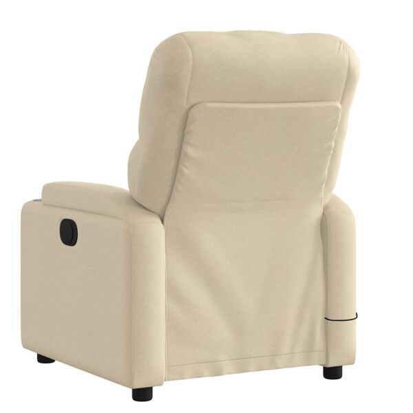 vidaXL Massage Recliner Chair Cream Fabric (100% polyester), metal, plywood