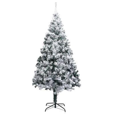 vidaXL Artificial Christmas Tree with Flocked Snow Green 6 ft PVC