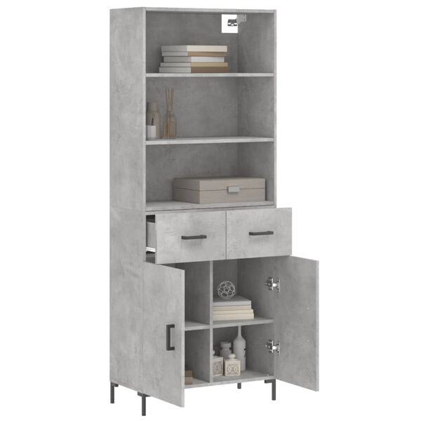 vidaXL Highboard Concrete grey Engineered wood, metal Large Highboard