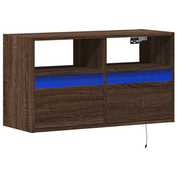 vidaXL TV Wall Cabinet Brown Oak Engineered Wood 31.5x12.2x17.7 in
