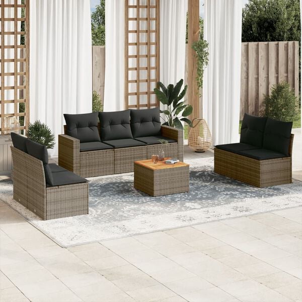 vidaXL Garden Sofa Set Grey, Dark Grey