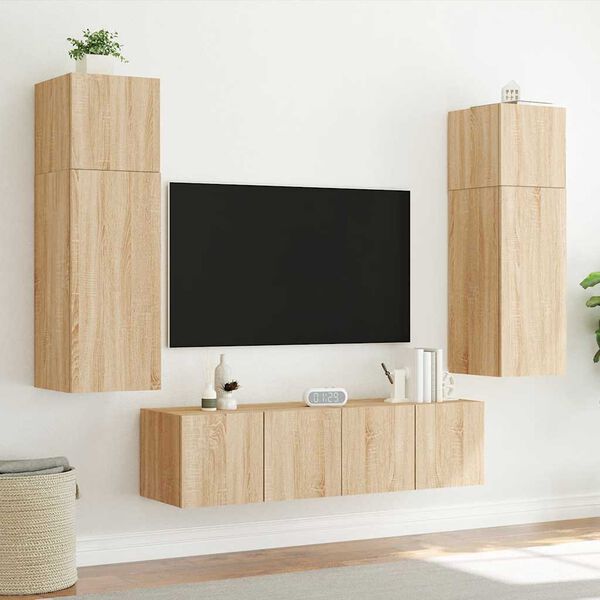 vidaXL TV Wall Cabinet Sonoma Oak Engineered wood 31.5 x 13.8 x 12.2 in