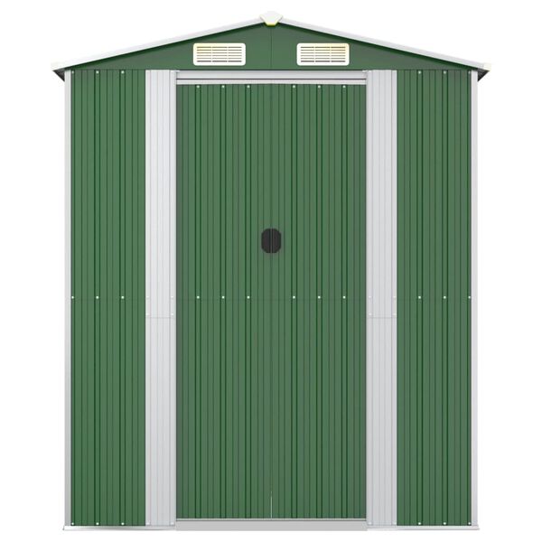 vidaXL Garden Shed Green Galvanized Steel Large Garden Shed