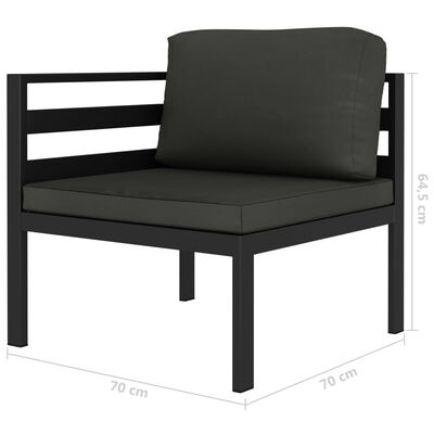 vidaXL Sectional Corner Sofa 1 pc with Cushions Aluminum Anthracite
